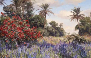 Sudliche Landschaft mit Lavendel Oil painting by Georg Macco