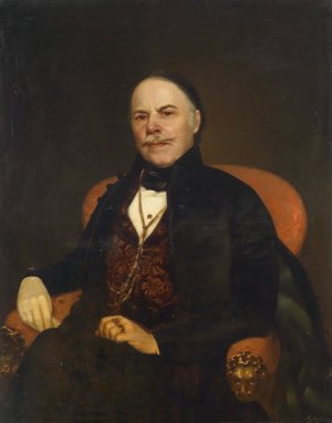 Bildnis eines Herren im roten Lehnstuhl Pest by Georg Martin Ignaz Raab Oil Painting
