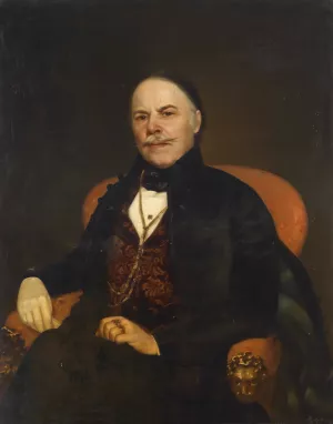 Bildnis eines Herren im roten Lehnstuhl Pest Oil painting by Georg Martin Ignaz Raab