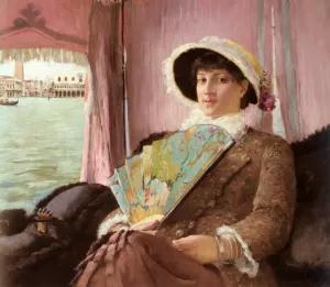 Girl in a Gondola by Georg Pauli - Oil Painting Reproduction