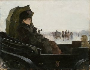 Lady in a Landau. Motif from Paris by Georg Pauli Oil Painting