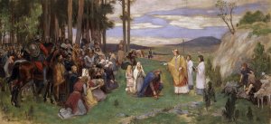 Proposed Decoration for the Walls in the Upper Hall of the NM. Ansgar Preaching Christianity by Georg Pauli Oil Painting