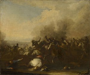 Augsburg Reitergefecht by Georg Philipp Rugendas Oil Painting