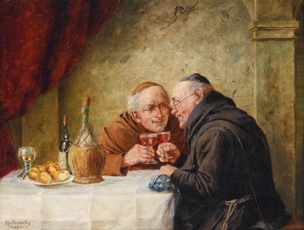 Ein guter Schluck by Georg Rossler - Hand-Painted Oil Painting Reproduction