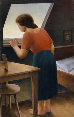 Girl at the Window by Georg Schrimpf Oil Painting