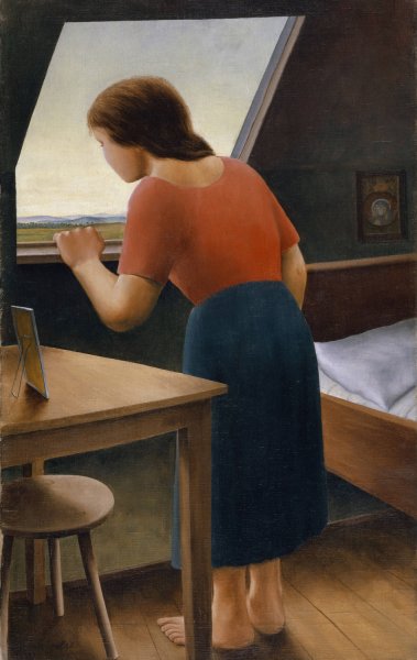 Girl at the Window  by Georg Schrimpf - Hand-Painted Oil Painting Reproduction