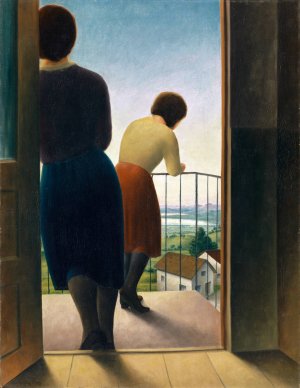 On the Balcony by Georg Schrimpf Oil Painting