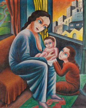 Stillende Mutter by Georg Schrimpf Oil Painting