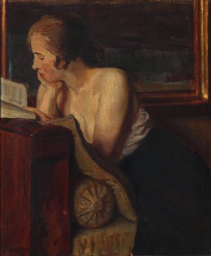 Den spaendende roman by Georg Seligmann Oil Painting