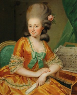 Portrait Of A Singer At The Harpsichord by Georg Weikert Oil Painting