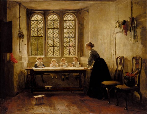 Porridge Time by George Adolphus Storey - Hand-Painted Oil Painting Reproduction