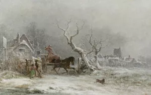 A Snow Storm by George Augustsus Williams Oil Painting