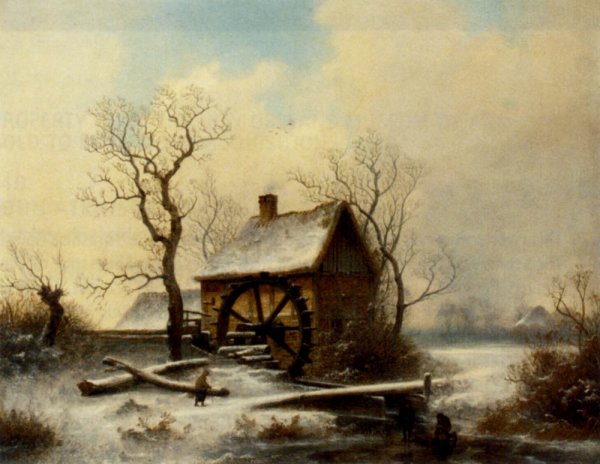 Main Product Photo of The Mill in Winter Painting by George Augustsus Williams