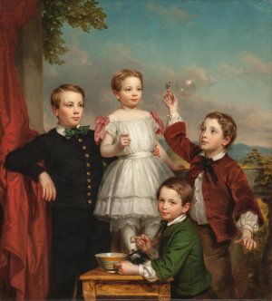 Portrait of Children by George Augustus Baker Jr. Oil Painting
