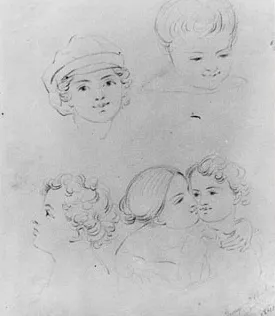 Sketches of Heads from McGuire Scrapbook by George Augustus Baker Oil Painting