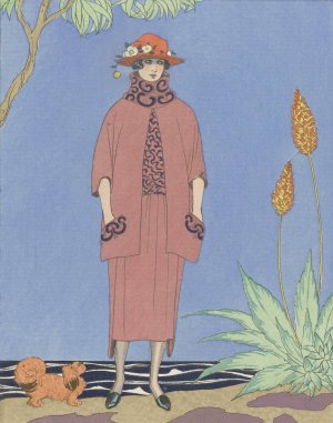 A palm beach; Tailleur, de Worth by George Barbier Oil Painting