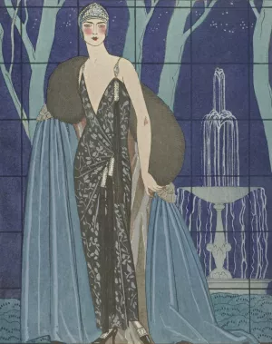 Alcyone; Robe et manteau du soir, de Worth Oil painting by George Barbier
