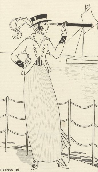 Costume de Yacht  by George Barbier - Hand-Painted Oil Painting Reproduction