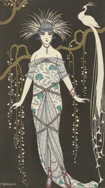 Grande robe du soir  by George Barbier - Hand-Painted Oil Painting Reproduction