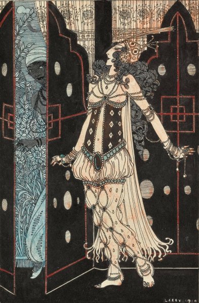 Ida Rubinstein and Vaslav Nijinsky in Scheherazade  by George Barbier - Hand-Painted Oil Painting Reproduction
