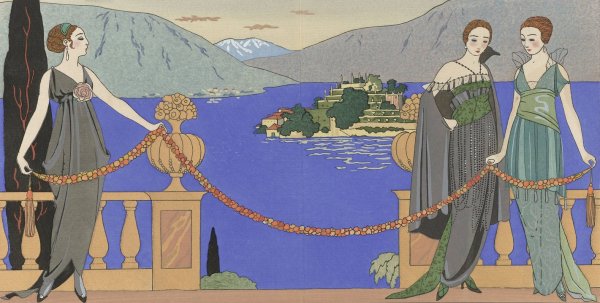 Isola Bella; Robes du soir de Redfern  by George Barbier - Hand-Painted Oil Painting Reproduction