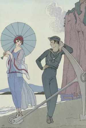 Joie de vivre; Falbalas et Fanfreluches Oil painting by George Barbier