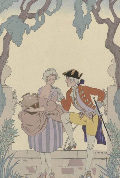 La Cruche caffee  by George Barbier - Hand-Painted Oil Painting Reproduction