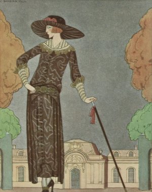 La promeneuse melancolique ; Robe d'apres-midi, de Beer by George Barbier Oil Painting