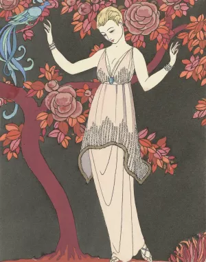 L'Arbre de science /Robe du soir de Doeuillet by George Barbier Oil Painting