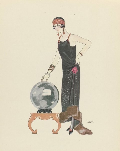 L'Empire du monde ; Robe du soir, de Worth  by George Barbier - Hand-Painted Oil Painting Reproduction