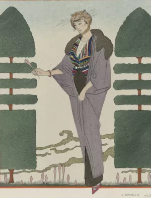 Les Colchiques ; Manteau de voyage de Paquin by George Barbier Oil Painting
