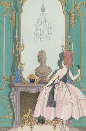 Mademoiselle Sorel en grand habit Oil painting by George Barbier