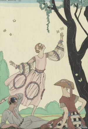 Papillons; France XXe siecle by George Barbier Oil Painting