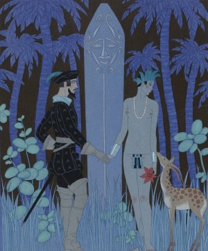 Pocohontas meeting John Smith by George Barbier Oil Painting