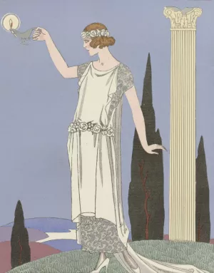 Psyche; Robe du soir, de Worth by George Barbier Oil Painting