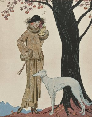 Symphonie automnale; Manteau, et Robe d'apres-midi, de Worth by George Barbier Oil Painting
