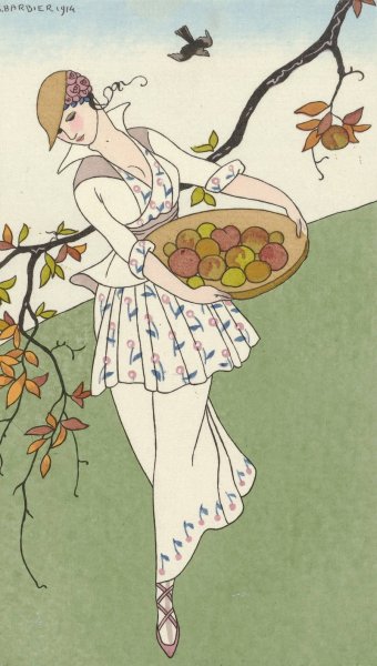Toilette de taffetas  by George Barbier - Hand-Painted Oil Painting Reproduction