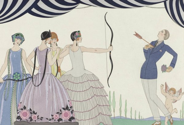Visez au coeur, belles dames!  by George Barbier - Hand-Painted Oil Painting Reproduction