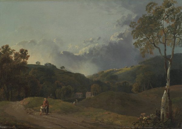 Landscape with Cottagers  by George Barret - Hand-Painted Oil Painting Reproduction