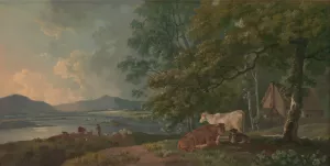 Morning, Landscape with Cattle Oil painting by George Barret