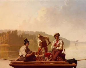 Boatmen on the Missouri by George Caleb Bingham - Oil Painting Reproduction