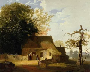 Cottage Scene by George Caleb Bingham Oil Painting