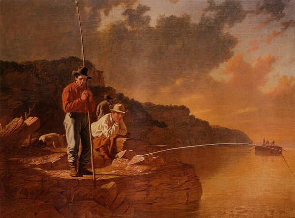 Main Product Photo of Fishing on the Mississippi Painting by George Caleb Bingham