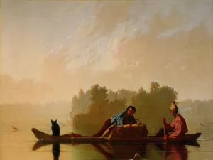 Fur Traders Descending the Missouri by George Caleb Bingham - Oil Painting Reproduction