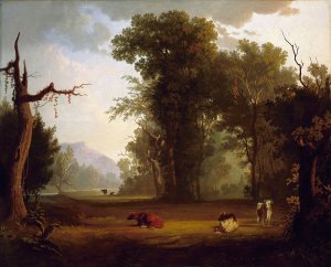 Landscape with Cattle by George Caleb Bingham Oil Painting
