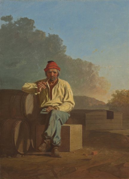 Mississippi Boatman  by George Caleb Bingham - Hand-Painted Oil Painting Reproduction