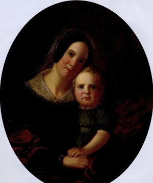 Mrs. George Caleb Bingham Sarah Elizabeth Hutchinson and Son Newton by George Caleb Bingham Oil Painting