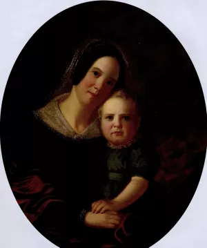 Mrs. George Caleb Bingham Sarah Elizabeth Hutchinson and Son Newton by George Caleb Bingham - Oil Painting Reproduction