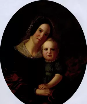 Mrs. George Caleb Bingham Sarah Elizabeth Hutchinson and Son Newton by George Caleb Bingham Oil Painting