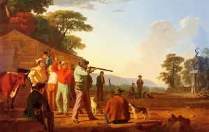 Shooting for the Beef painting by George Caleb Bingham
